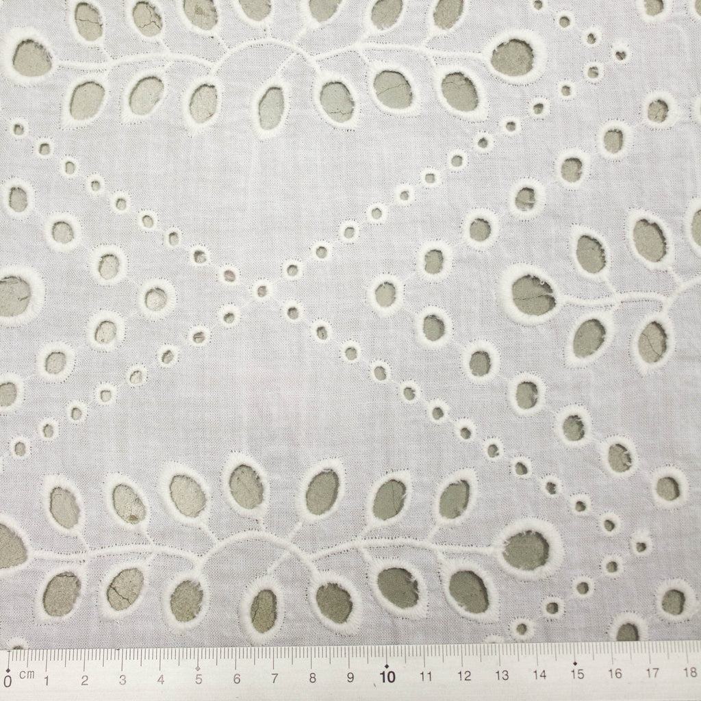 Embroidered Cotton Fabric Floral Off White | THE FABRIC SALES