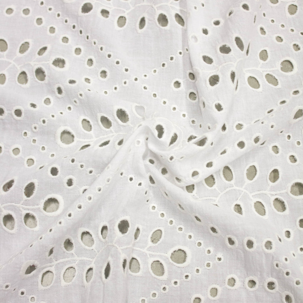 Embroidered Cotton Fabric Floral Off White | THE FABRIC SALES