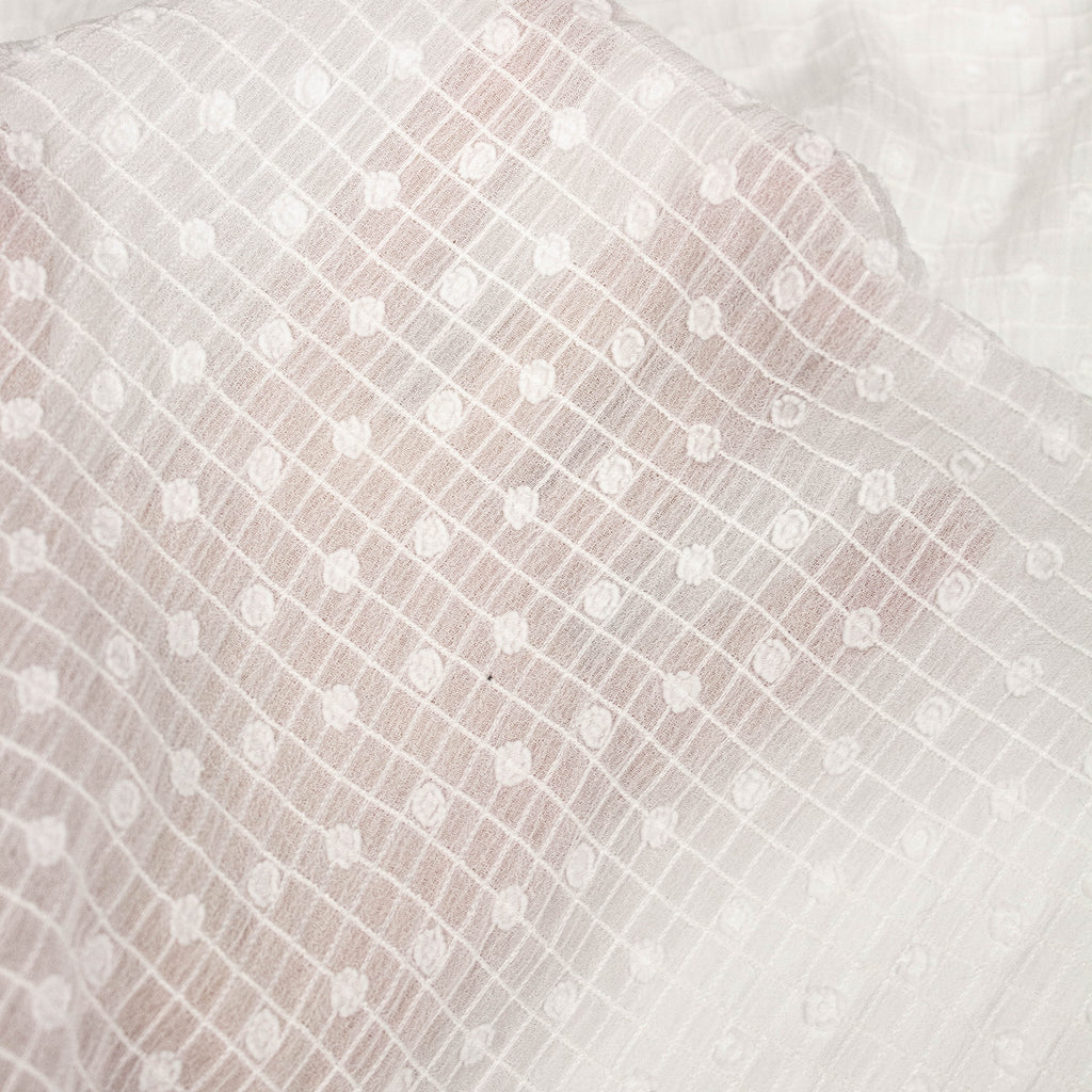 Off White Dot Polyester Voile Fabric | THE FABRIC SALES