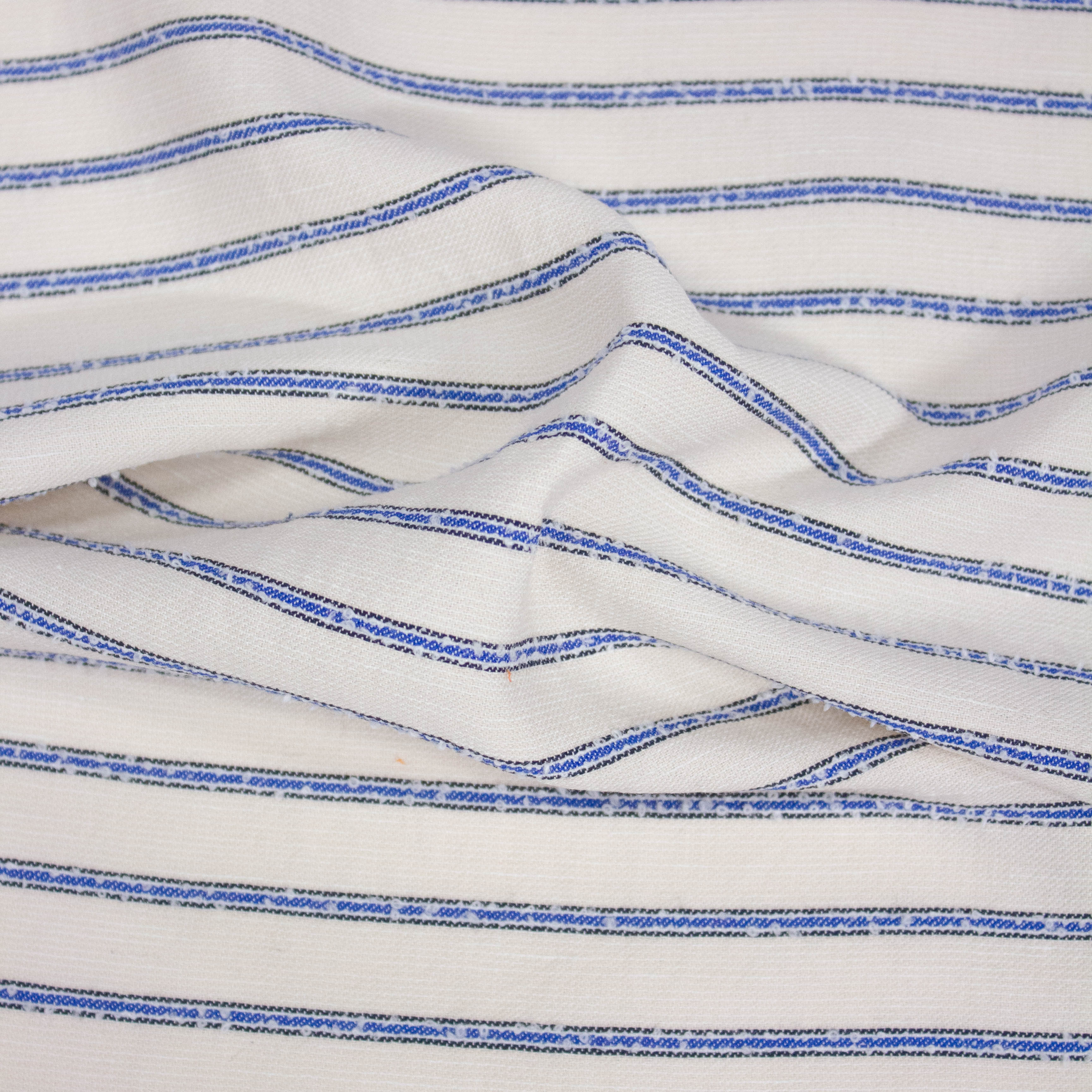 Dermis Blue Ecru Striped Viscose Linen Blend