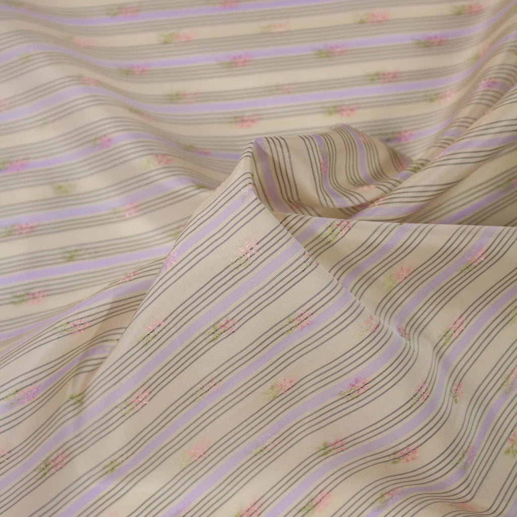Beige Viscose Lining Fabric Striped | THE FABRIC SALES