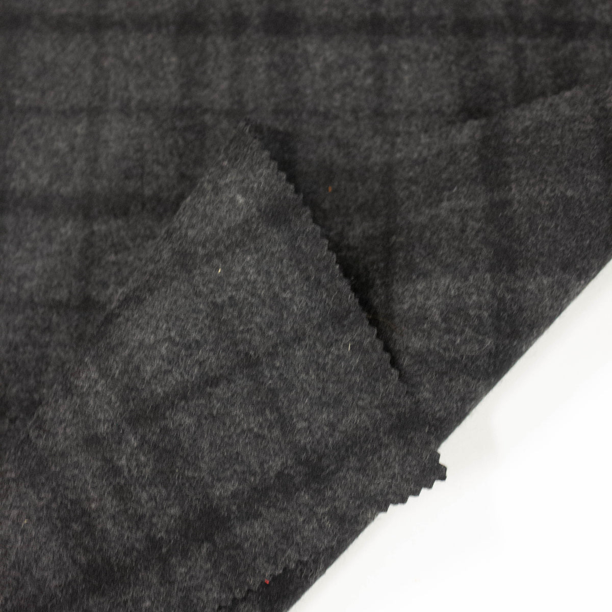Grey & Black Check Wool Felt Double Face Fabric | THE FABRIC SALES