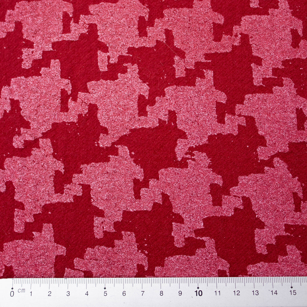 Woolx Rylan Rylan Red Pied de Poule Wool Double Face Fabric | THE FABRIC SALES