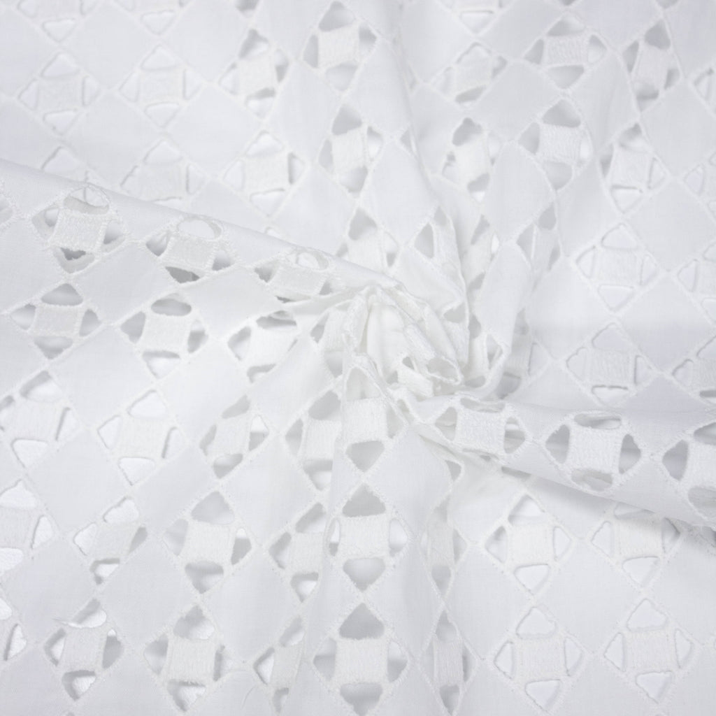 Cotton Fabric | Open Embroidered, Geometrical | Off White | THE FABRIC ...