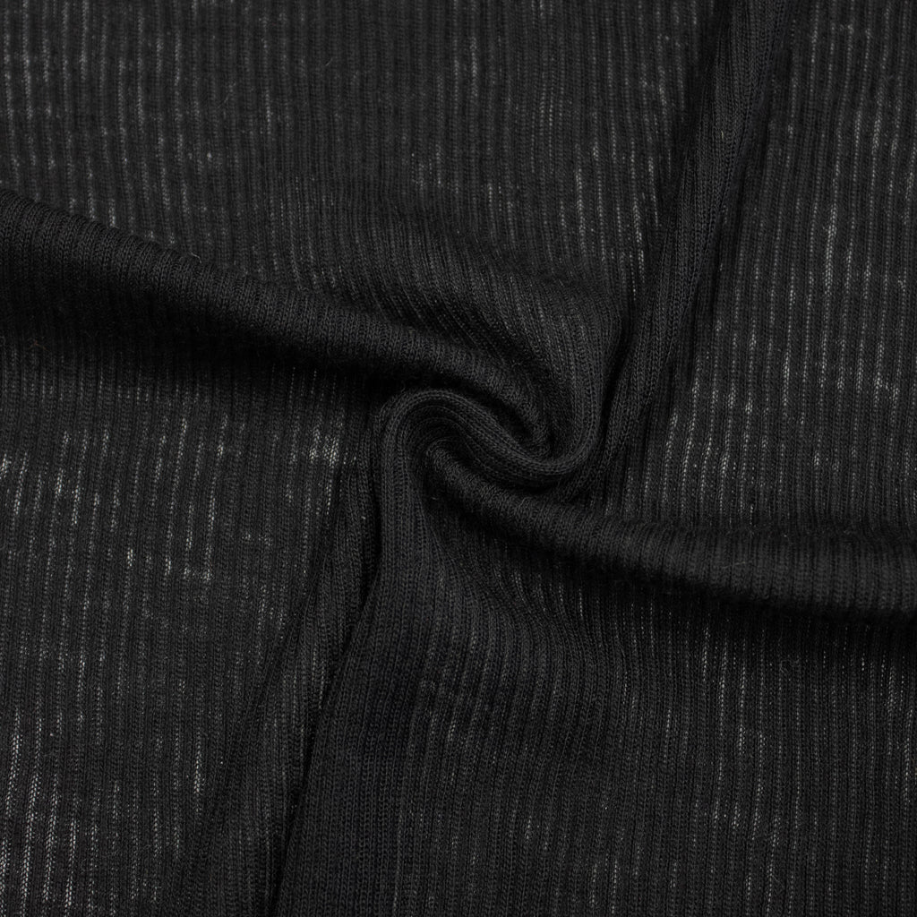 Black Wool Rib Knit Jersey Fabric | THE FABRIC SALES