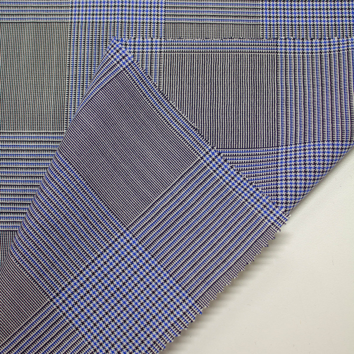Virgin Wool Suiting Fabric | Checked | Blue & Black & White | THE ...