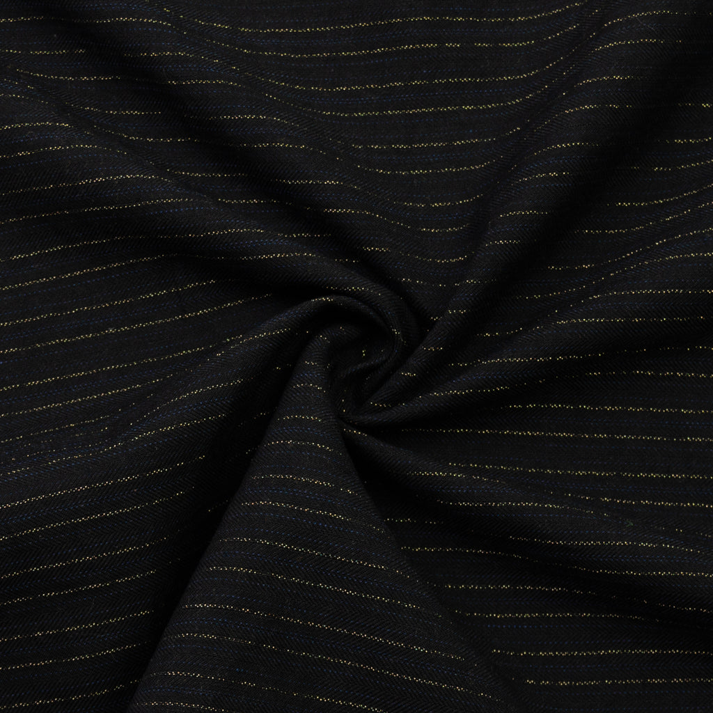 Tama Black Striped Cotton Linen Herringbone