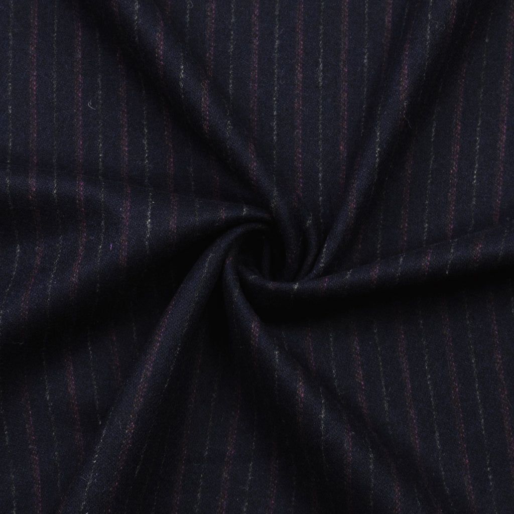 Baqir Navy Striped Wool Flannel