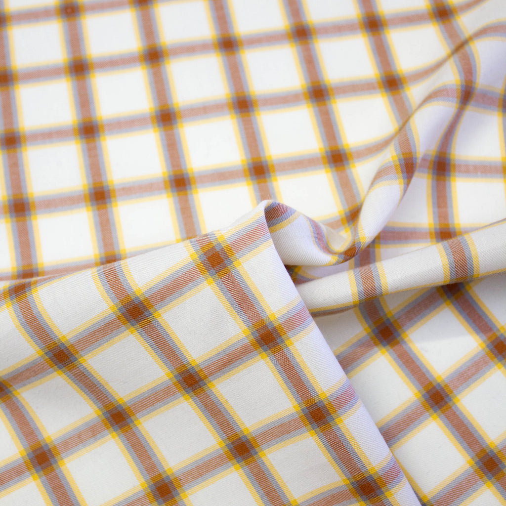Multicolour Check Pattern Cotton Fabric | Checks | brown & Ecru | THE FABRIC SALES
