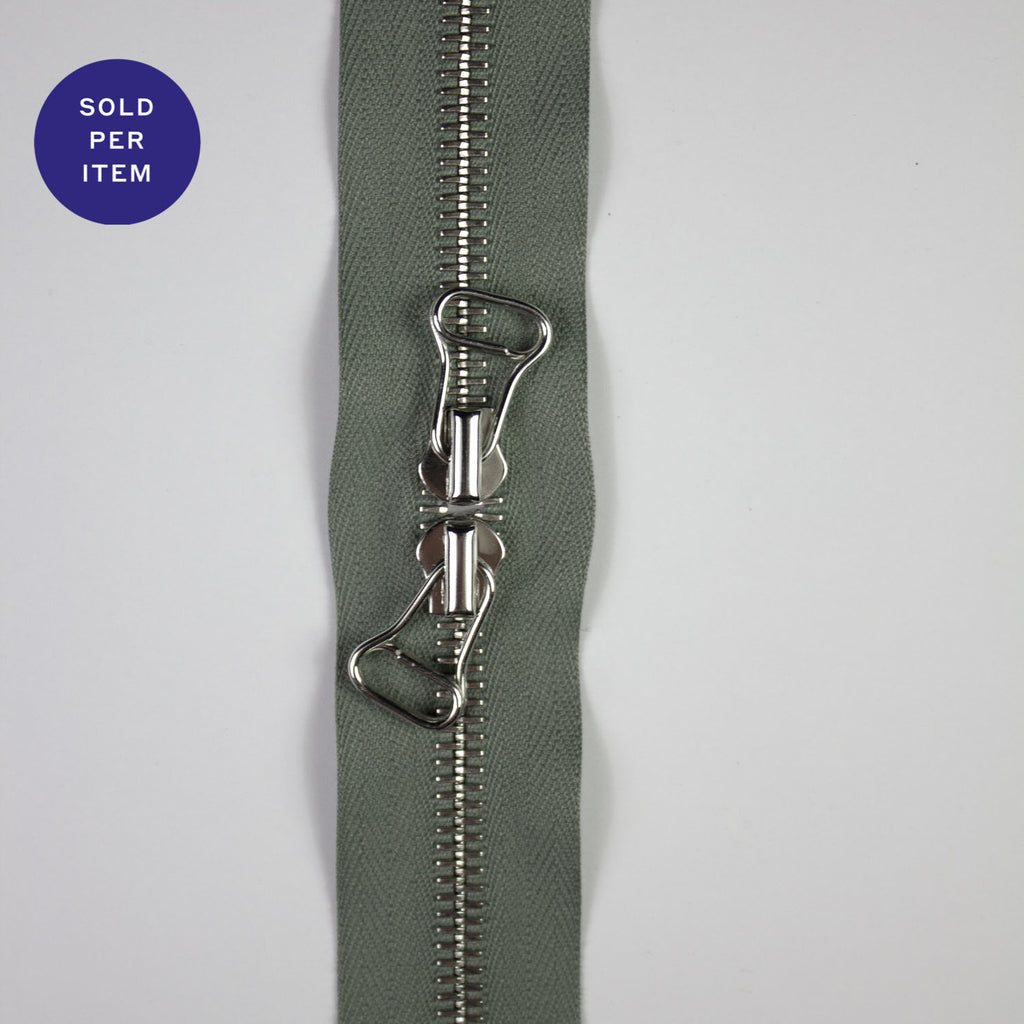 Two Way Sage Closed End Metal Zipper - 160cm