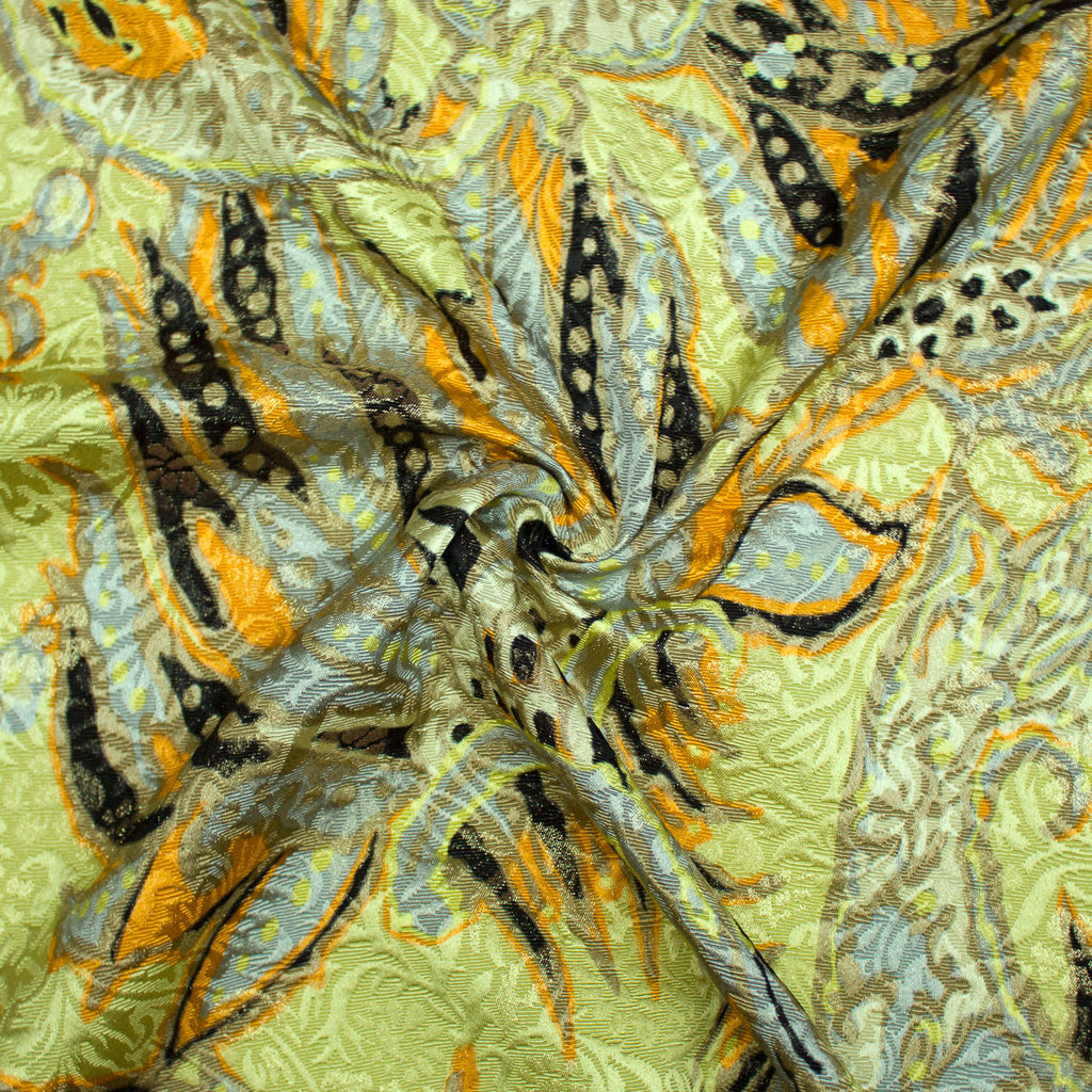 Gabrielle Yellow Viscose & Cotton Blend Jacquard