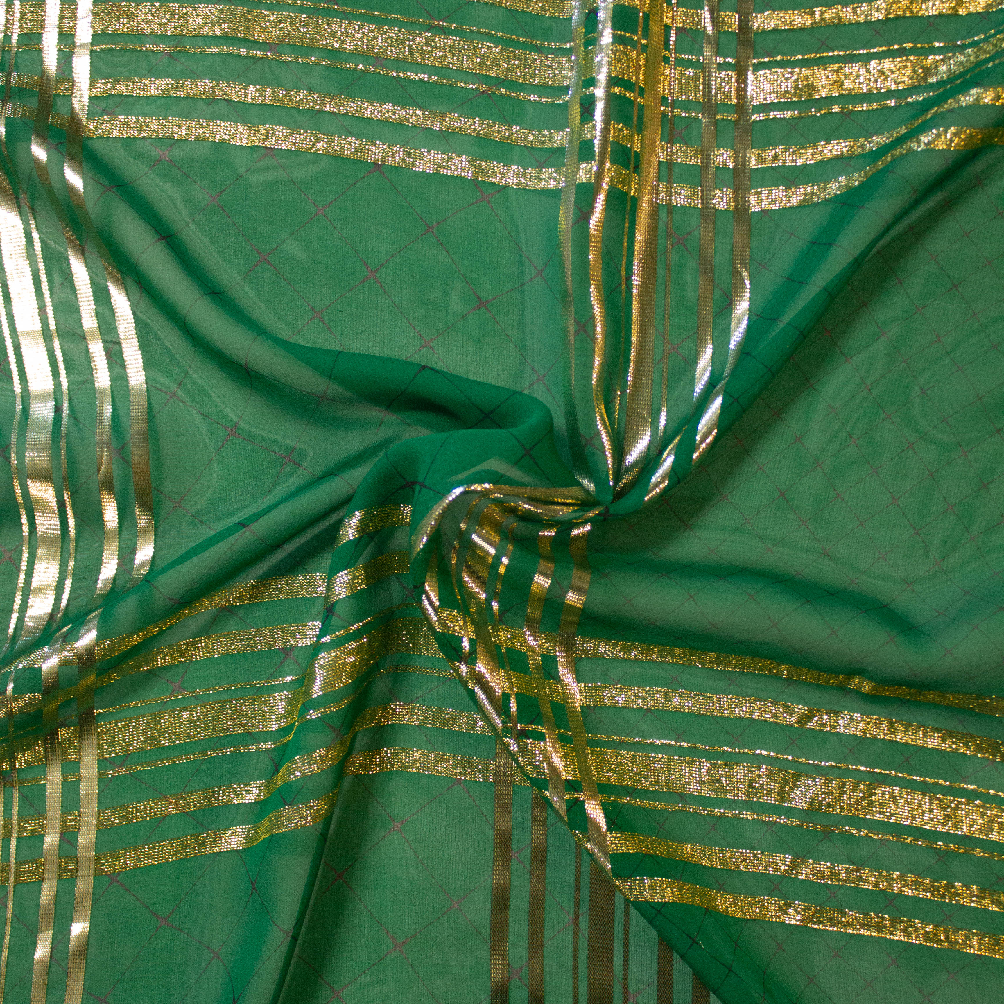 画材 Green gold chiffon Lloris Green / Gold Check Silk Chiffon Fabric | THE FABRIC SALES