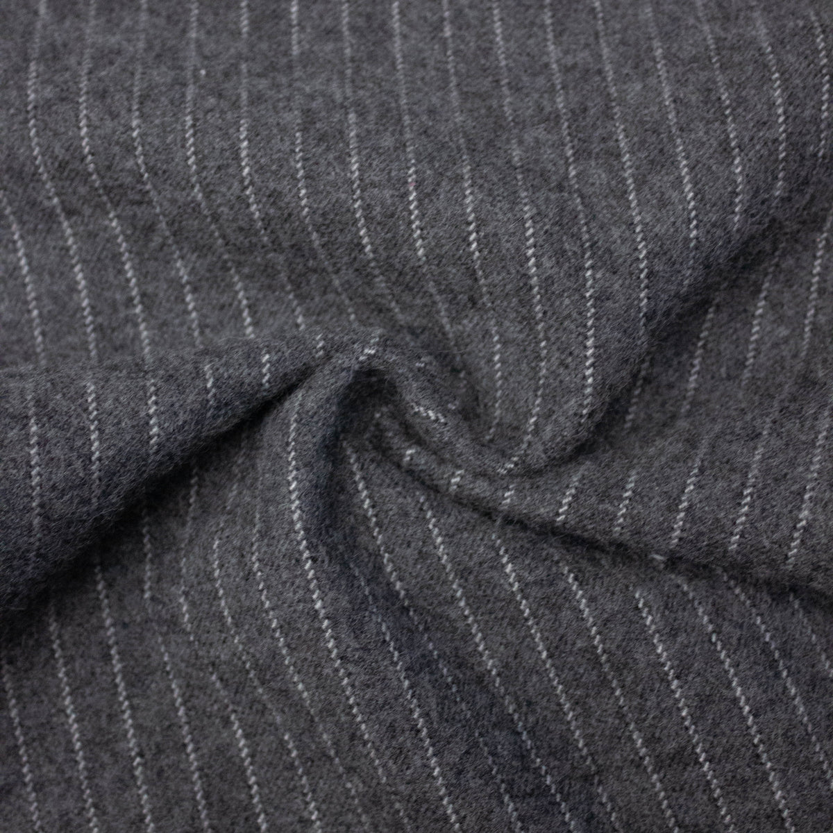 Rutger Dark Grey Pinstripe Virgin Wool | THE FABRIC SALES